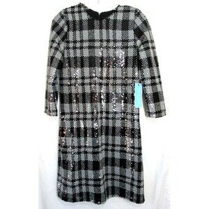 Draper James RSVP Black & Gray Plaid 3/4 Sleeve Sheath Dress Size 2 NWT